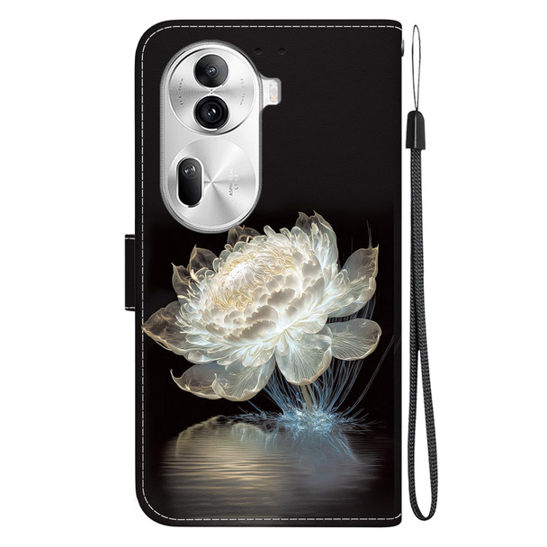 For OPPO Reno11 Pro 5G Global Crystal Texture Colored Drawing Leather Phone Case(Crystal Peony)