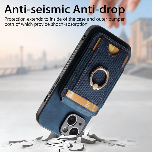 For iPhone 14 Pro Max Retro Splitable Magnetic Stand Card Bag Leather Phone Case(Blue)