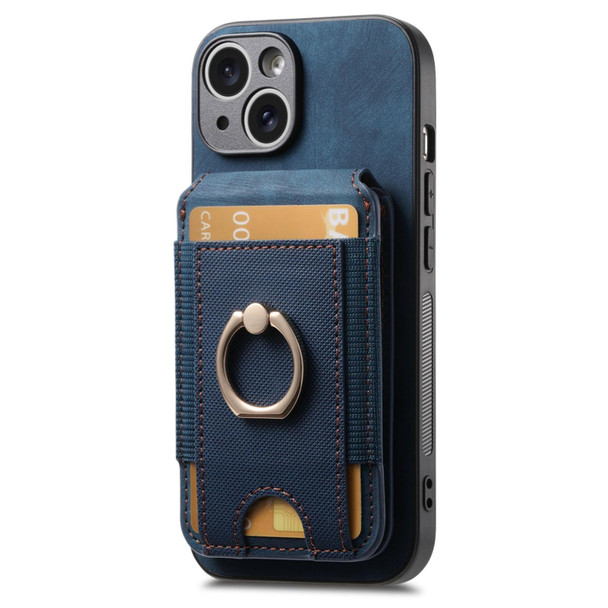 For iPhone 14 Pro Max Retro Splitable Magnetic Stand Card Bag Leather Phone Case(Blue)