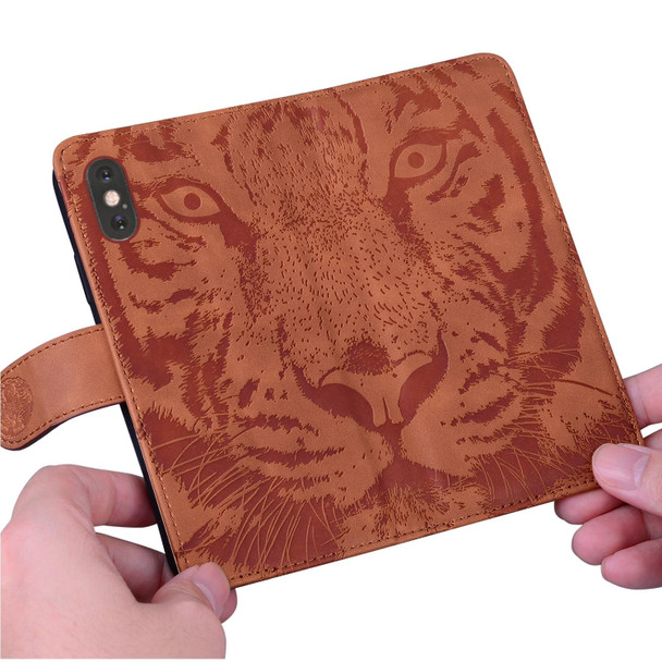 For OPPO Reno11 Pro 5G Global Tiger Embossing Pattern Flip Leather Phone Case(Brown)