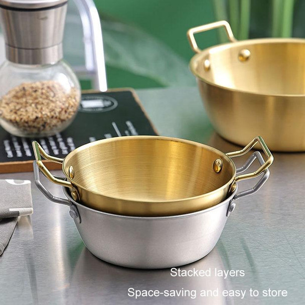 13cm 304 Stainless Steel Thickened Double Ear Soup Bowl Snack Bowl Fried Chicken Bowl(Retro)