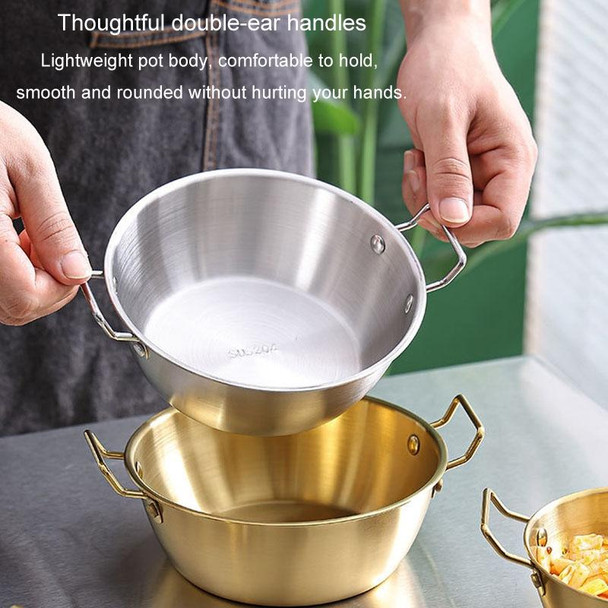 14cm 304 Stainless Steel Thickened Double Ear Soup Bowl Snack Bowl Fried Chicken Bowl(Silver)