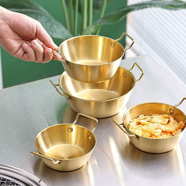 13cm 304 Stainless Steel Thickened Double Ear Soup Bowl Snack Bowl Fried Chicken Bowl(Gold)