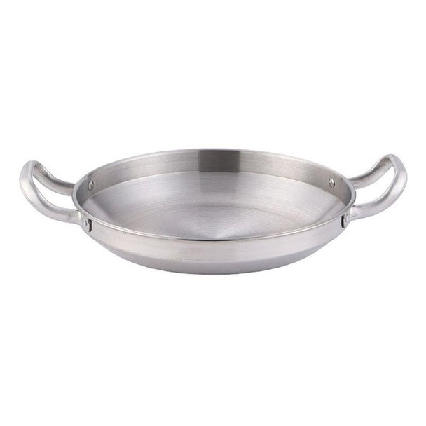 Thickened Stainless Steel Double Ears Pan Seafood Rice Pan Fried Chicken Tray, Size: 24cm Silver