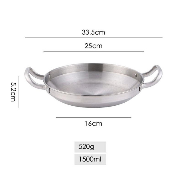 Thickened Stainless Steel Double Ears Pan Seafood Rice Pan Fried Chicken Tray, Size: 24cm Silver