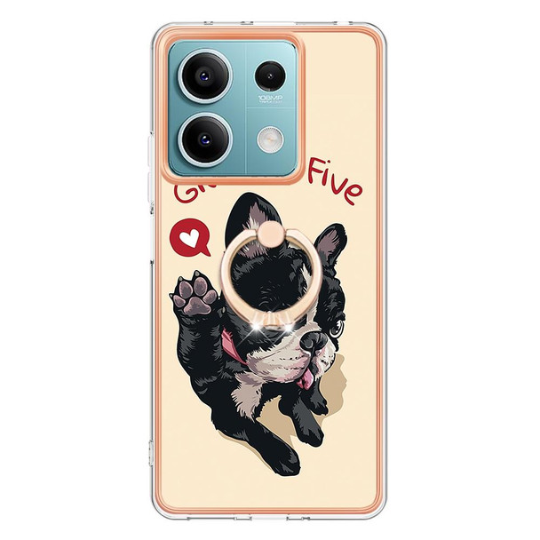 For Xiaomi Redmi Note 13 5G Global Electroplating Dual-side IMD Phone Case with Ring Holder(Lucky Dog)