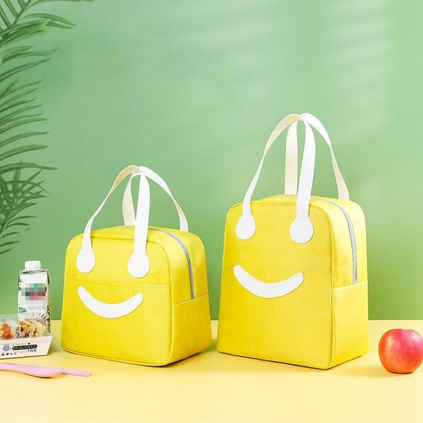 Smiley Face Lunch Box Bag Waterproof Insulated  Portable Bento Packet Small Yellow 