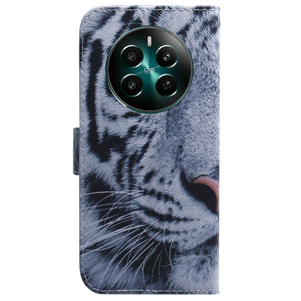 For Realme 12+ Coloured Drawing Flip Leather Phone Case(Tiger)