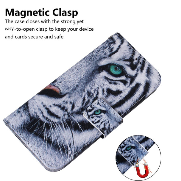 For Google Pixel 8a Coloured Drawing Flip Leather Phone Case(Tiger)