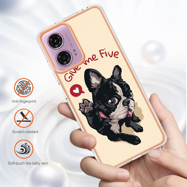 For Motorola Moto G04 4G / G24 4G Electroplating Marble Dual-side IMD Phone Case(Lucky Dog)