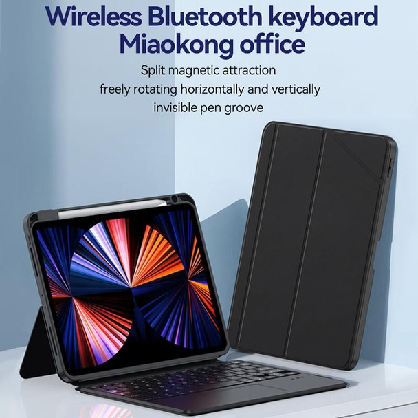 For iPad 10.2 ZGA K01 Wireless Bluetooth Magnetic Keyboard Tablet Leather Case(Black)