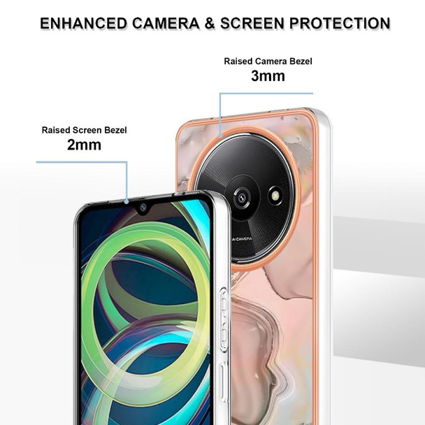 For Xiaomi Redmi A3 Electroplating Marble Dual-side IMD TPU Phone Case(Rose Gold 015)