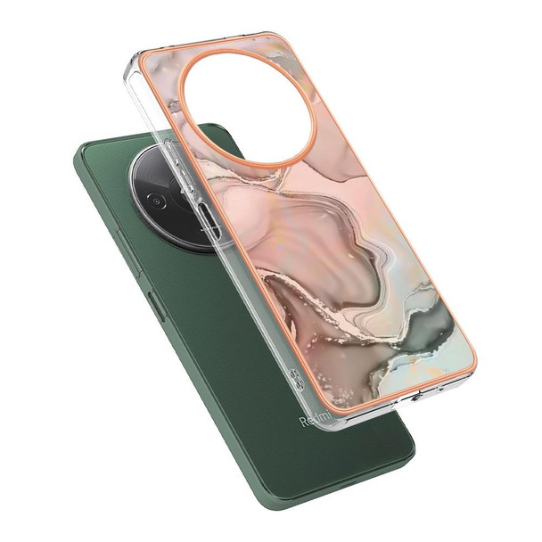 For Xiaomi Redmi A3 Electroplating Marble Dual-side IMD TPU Phone Case(Rose Gold 015)