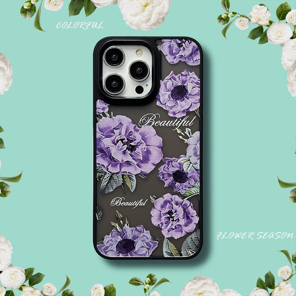 For iPhone 12 Pro Skin Feel Matte TPU+PC Shockproof Phone Case(Purple Flower)