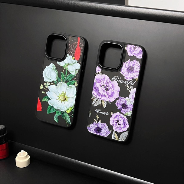 For iPhone 12 Pro Skin Feel Matte TPU+PC Shockproof Phone Case(Purple Flower)