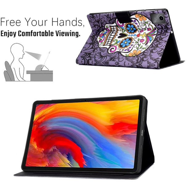 For Lenovo Tab M11 / Xiaoxin Pad 11 2024 Electric Pressed Colored Drawing Smart Leather Tablet Case(Skull)