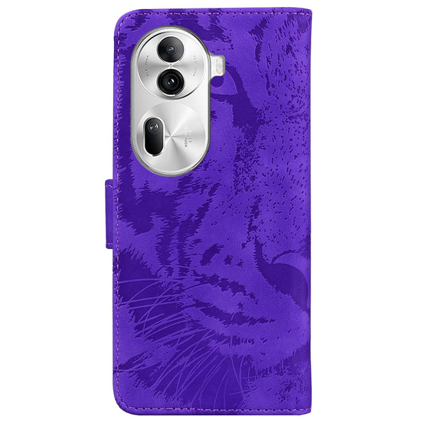 For OPPO Reno11 Pro 5G Global Tiger Embossing Pattern Flip Leather Phone Case(Purple)