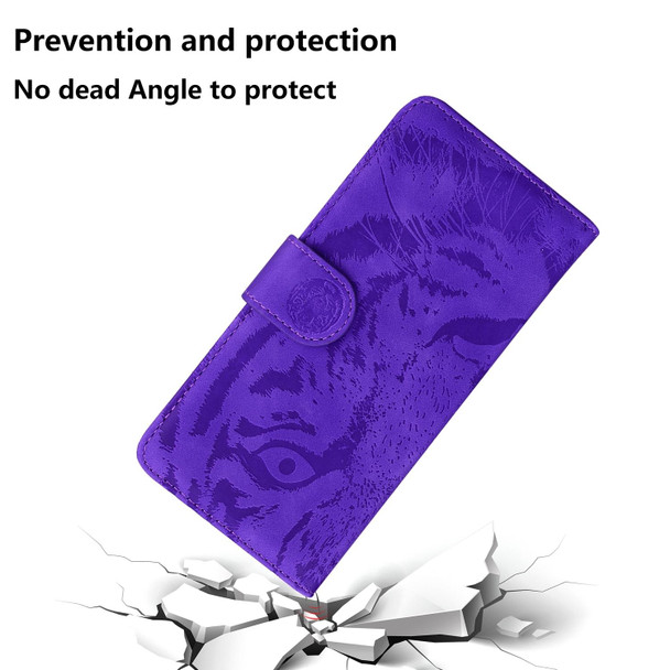 For OPPO Reno11 Pro 5G Global Tiger Embossing Pattern Flip Leather Phone Case(Purple)