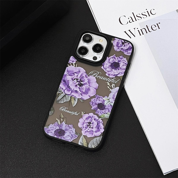 For iPhone 15 Pro Skin Feel Matte TPU+PC Shockproof Phone Case(Purple Flower)