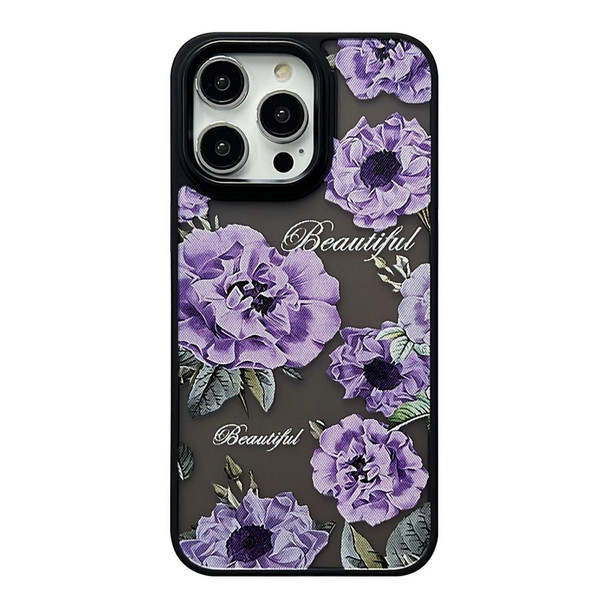 For iPhone 15 Pro Skin Feel Matte TPU+PC Shockproof Phone Case(Purple Flower)