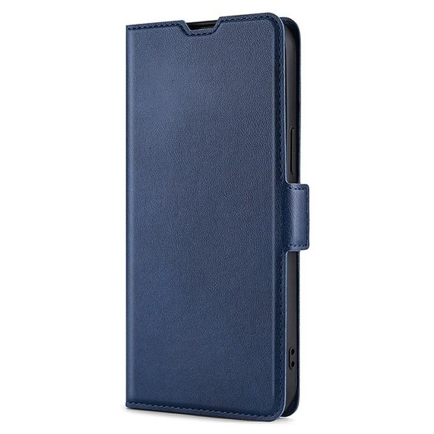 For Samsung Galaxy M15 5G Ultra-thin Voltage Side Buckle Horizontal Flip Leather Phone Case(Blue)
