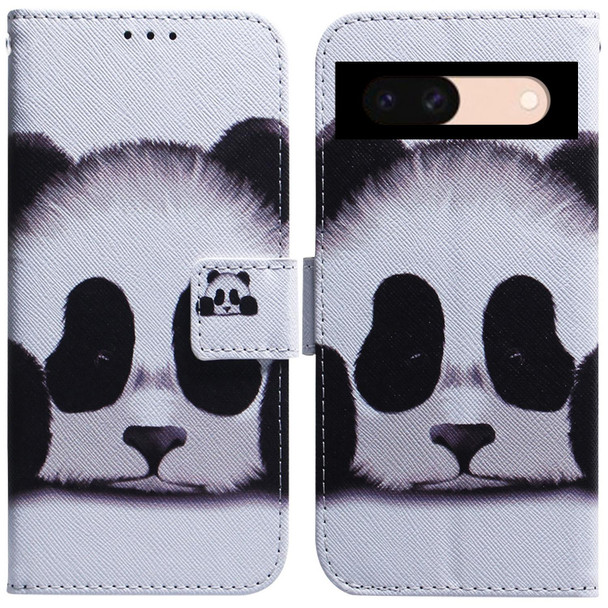 For Google Pixel 8a Coloured Drawing Flip Leather Phone Case(Panda)
