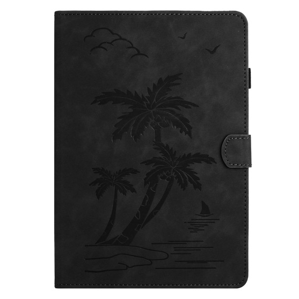 For Samsung Galaxy Tab S6 Lite P610/P615 Coconut Tree Embossed Smart Leather Tablet Case(Black)