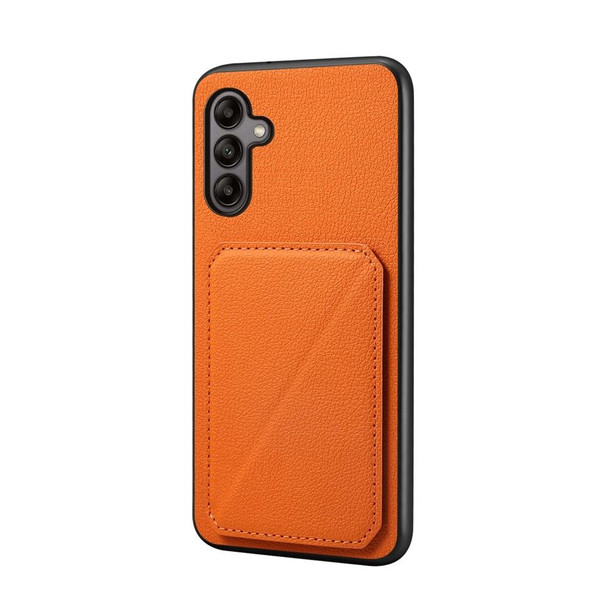 For Samsung Galaxy A05s D04 Calf Texture Dual Card Slot Holder Phone Case(Orange)