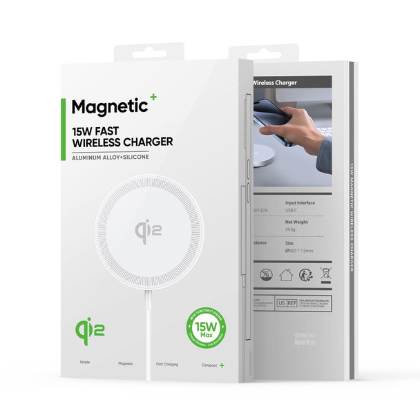 DUZZONA W18 15W Qi2 MagSafe Magnetic Suction Wireless Charger(White)