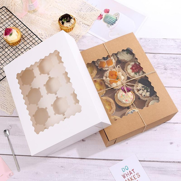 10 Pieces Open Window Flip Soft Box Baking Muffin Cup Packaging Box(White)