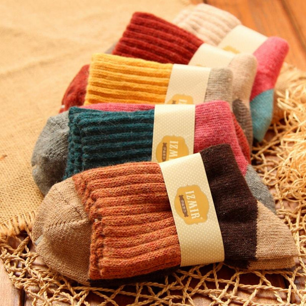 5 Pairs Women Winter Vintage Rabbit Wool Socks Thicken Warm Female Fashion Patchwork Retro thermal Cotton Socks, Size:Free Size(color mixing)