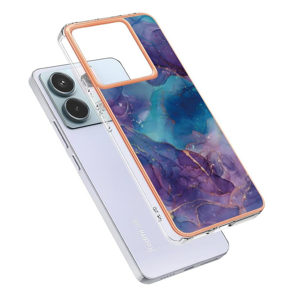 For Xiaomi Redmi Note 13 Pro 5G Electroplating Marble Dual-side IMD TPU Phone Case(Purple 016)