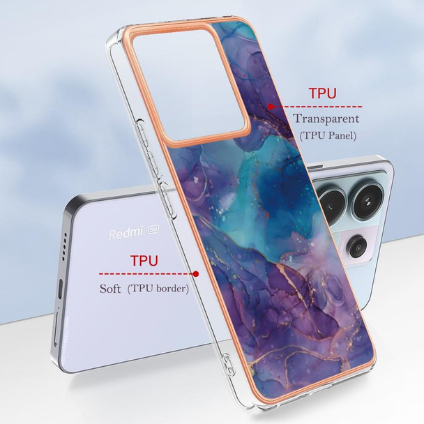 For Xiaomi Redmi Note 13 Pro 5G Electroplating Marble Dual-side IMD TPU Phone Case(Purple 016)