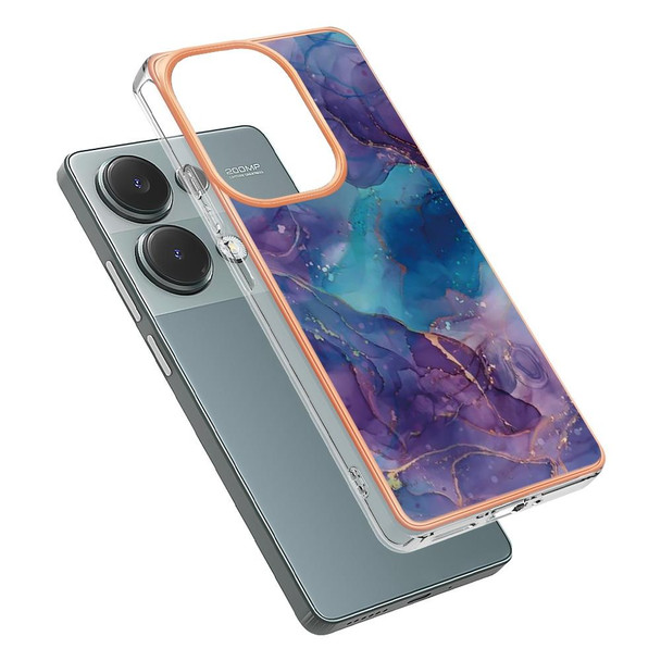 For Xiaomi Redmi Note 13 Pro 4G/Poco M6 Pro 4G Electroplating Marble Dual-side IMD TPU Phone Case(Purple 016)