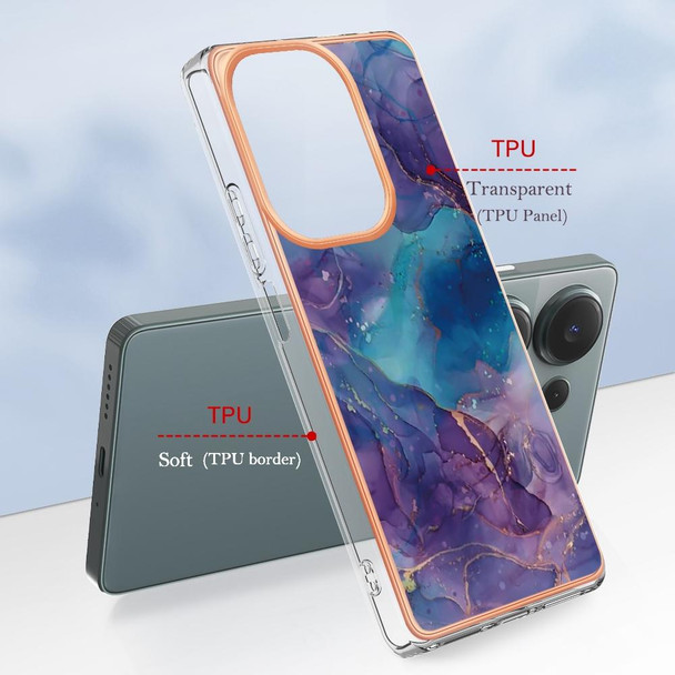 For Xiaomi Redmi Note 13 Pro 4G/Poco M6 Pro 4G Electroplating Marble Dual-side IMD TPU Phone Case(Purple 016)