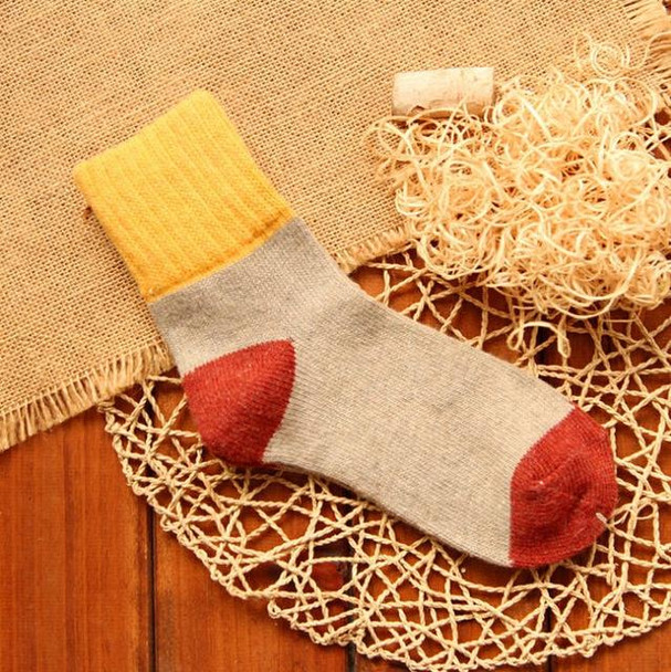 5 Pairs Women Winter Vintage Rabbit Wool Socks Thicken Warm Female Fashion Patchwork Retro thermal Cotton Socks, Size:Free Size(yellow socks)