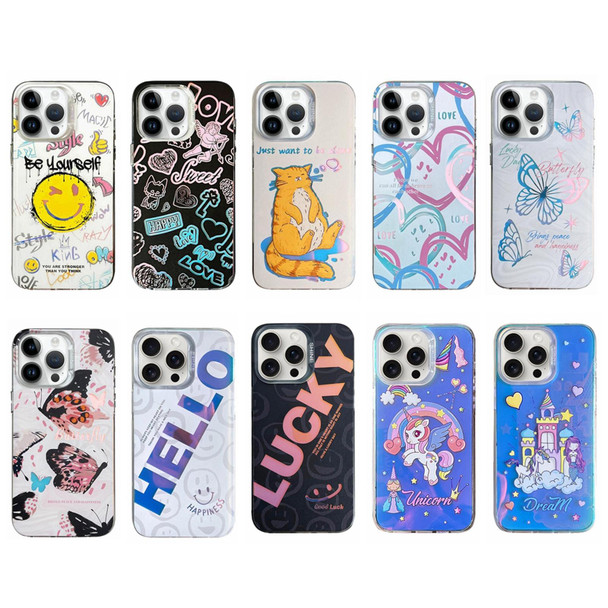 For iPhone 14 Pro Max Colorful Pattern TPU + PC Phone Case(LUCKY)