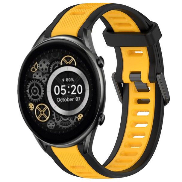 For Xiaomi Haylou RT2 LS10 22mm Two Color Textured Silicone Watch Band(Yellow+Black)