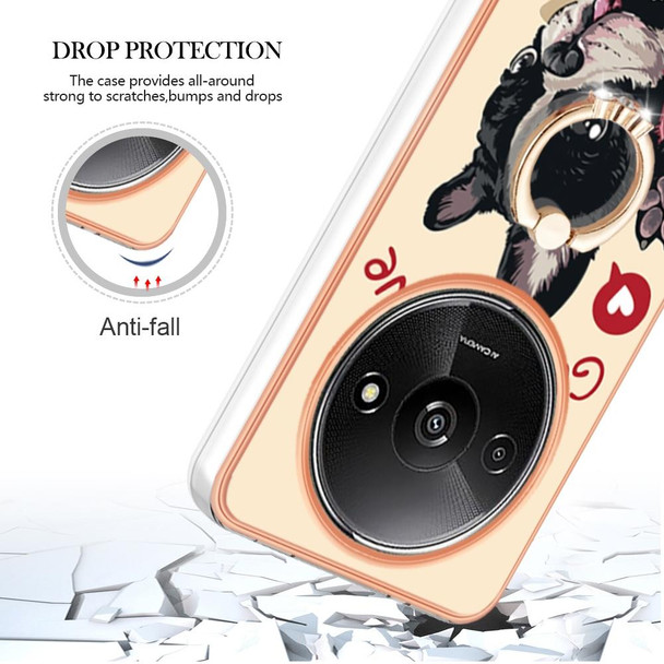 For Xiaomi Redmi A3 Electroplating Dual-side IMD Phone Case with Ring Holder(Lucky Dog)
