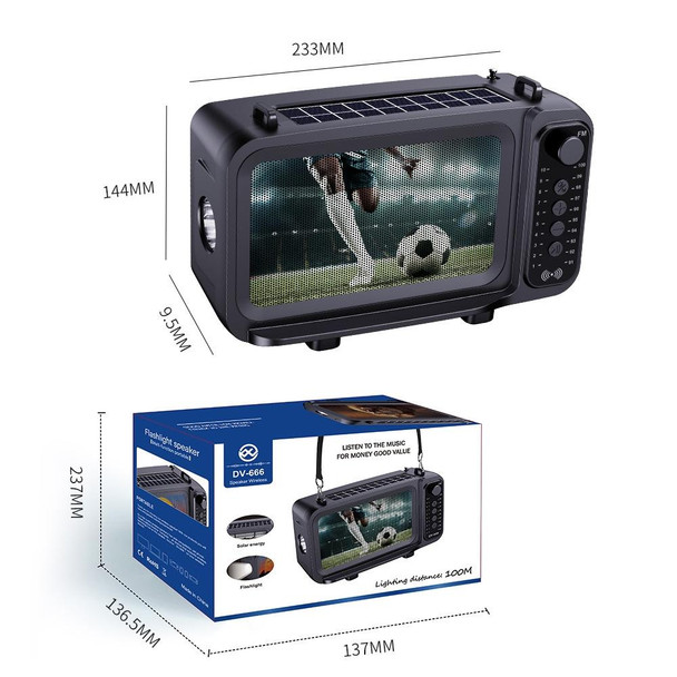 DV-666 Desktop Portable Solar Bluetooth Speaker Card FM Radio With Flashlight(Sports Car)