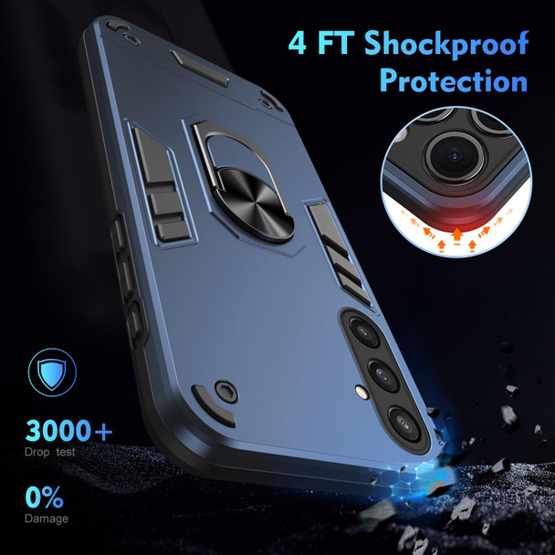 For Samsung Galaxy S23 FE 5G Shockproof Metal Ring Holder Phone Case(Blue)