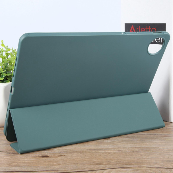 For Huawei MatePad Pro 13.2 Tri-fold Silicone Leather Tablet Case(Dark Green)