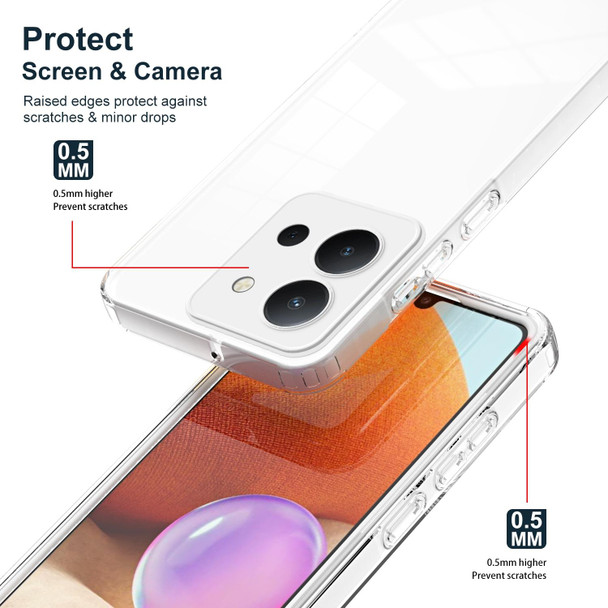 For vivo Y36 Global 3 in 1 Clear TPU Color PC Frame Phone Case(White)