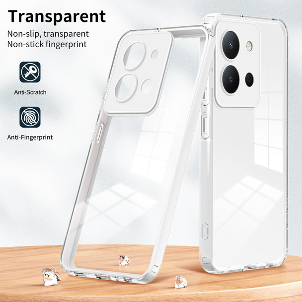 For vivo Y36 Global 3 in 1 Clear TPU Color PC Frame Phone Case(White)