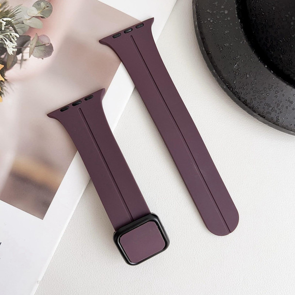 For Apple Watch Series 6 40mm Magnetic Square Buckle Silicone Watch Band(Fruit Purple)