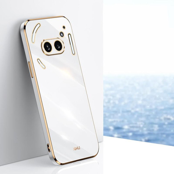 For Nothing Phone 2A XINLI Straight 6D Plating Gold Edge TPU Phone Case(White)