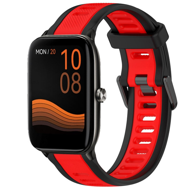 For Xiaomi Haylou GST LS09B 22mm Two Color Textured Silicone Watch Band(Red+Black)