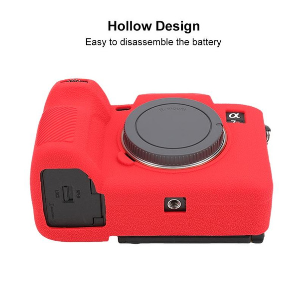 For Sony ILCE7RM5 / A7R5 Litchi Texture Soft Silicone Protective Case(Red)