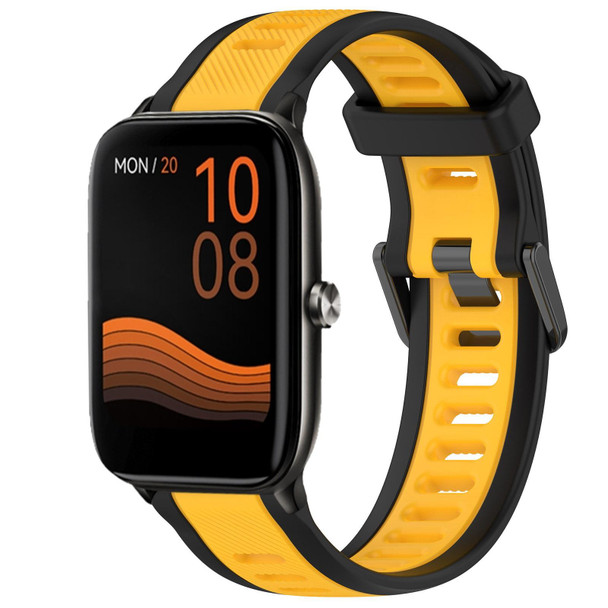 For Xiaomi Haylou GST LS09B 22mm Two Color Textured Silicone Watch Band(Yellow+Black)