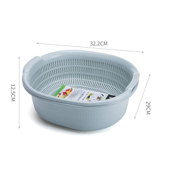 3 PCS Double-Layer Vegetable Washing & Draining Basket Kitchen Fruit & Vegetable Storage Basket( Blue)